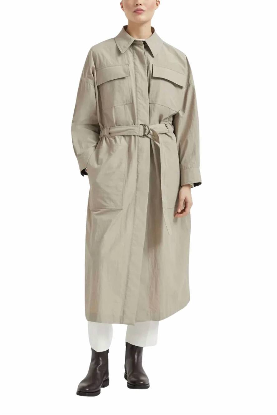 NEW BRUNELLO CUCINELLI belted trench coat in sesame beige